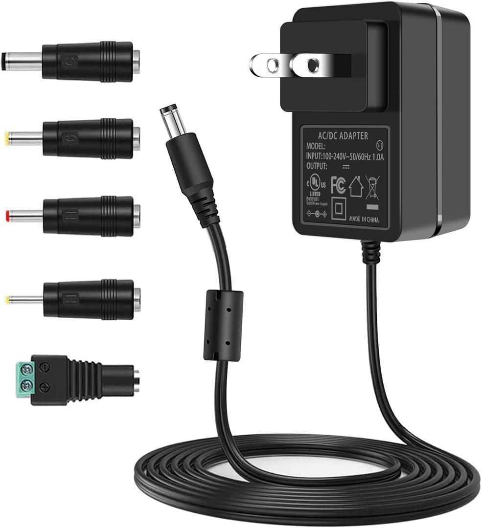 9V 1.5A Power Supply DC 9V Power Cord, 100-240V AC to DC 9Volts AC Adapter, fit for DC9V 1500ma 1A 1000ma 0.5A 500ma Arduino UNO R3, Schwinn Bike A10 140 170 Center Positive Port.