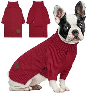 cyeollo Dog Sweater Warm Turtleneck Knitted Dog Christmas Sweaters with Long Sleeves Soft Winter Pet Clothes Sweaters for Dogs Girl L