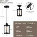 Black Pendant Lights Kitchen Island, 1-Light Modern Mini Hanging Light Fixtures with Clear Glass, Farmhouse Kitchen Pendant Lighting Over Island for Sink Dining Room, OS-3014-1PBK