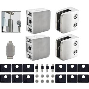 Glass Clamp - 40PCS Bracket for 1/3"-1/2" (8mm-12mm) Tempered Glass, Stainless Steel 304 Flat Back Square Clip Polished for Balustrade, Staircase, Handrail, Holder Metal Casting