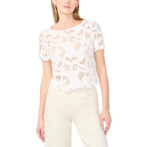 Vince Camuto Women's Crochet Short Sleeve Top, Medium