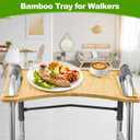 Walker Table, Bamboo Walker Tray for Walkers for Seniors with Cup Holder Foldable Mobility Table Tray for Folding Walkers