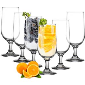CHLJAR 12oz Water Goblets Set of 6, Clear Goblet Glasses Set for Home Bar, Wedding, Party, Elegant Design for Iced Tea, Sangria, Juice, Dishwasher Safe, Perfect for Daily Use Special Occasions