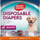Simple Solution Disposable Dog Diapers, Female Dog Diapers, Puppy Potty Training, Incontinence and Heat Cycle Protection, Large Diapers for Dogs, 18-27 Inch Waist, 30 Count L/XL