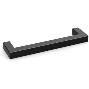 goldenwarm 10 Pack 5 Inch Black Cabinet Handles Kitchen - Matte Black Drawer Pulls Stainless Steel - 128mm Cabinet Hardware Square Bar Modern Cabinet Pulls for Kitchen Bathroom Cupboard