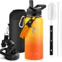 RAYMYLO Insulated Water Bottle 32 oz, Triple Wall Vacuum Stainless Steel (Cold for 24Hrs, Hot for 12Hrs), Leak Proof & Non-BPA, Modern Water Flask Jug with Paracord Handle & Straw Spout Lids