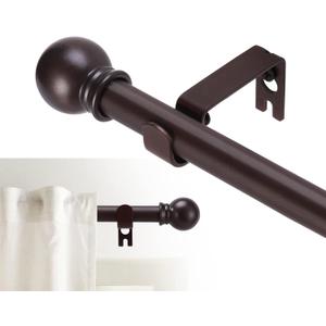 Curtain Rods for windows 66-120 inch, 5/8 inch Decorative Brown Splicing Heavy Duty Metal Curtain Rod set with Brackets