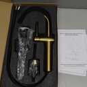 KENES Brushed Gold Tall Bathroom Faucet, Single Handle Vessel Sink Faucet Single Hole, Modern Bathroom Vanity Faucet with Pop Up Drain and Supply Lines, KE-9005C-4