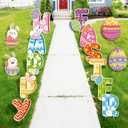 15 PCS Easter Yard Outdoor Decorations with Led Light, PP Safe Material Waterproof Outdoor Lawn Signs with Stakes for Party Supplies Garden Spring Home Decor