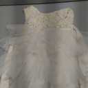 APRIL GIRL Flower Girl Dress, Lace Dress 3/ 4 Sleeve Dress (Ivory Tutu, 3T)