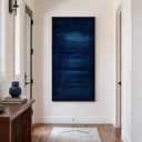 Large Framed Navy Blue Abstract Wall Art, 1 Piece Vertical 30x60 In