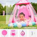 Princess Tent Girls Kids Playhouse Pop Up Play Tent with Star Light Tent for Kids Ball Pit Toys for 1,2,3 Years Girl Birthday Gift for Indoor Outdoor Toddler Girl Gift, Easy to Pop Up and Assemble