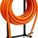 Garden Hose Holder, Heavy Duty Stainless Steel Garden Hose Reel with Triangle Reinforcement, Supports 150 ft Hose, 45-Inch Ergonomic Water Hose Stand for Outside, Black
