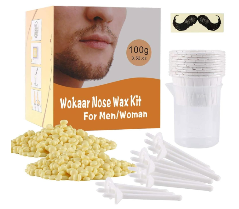 Wokaar Nose Wax Kit for Men & Women | 100g Wax, 30 Applicators (1520 Uses) | Painless Nasal & Ear Hair Removal | Fast 3Min Removal | Safe Hair Remover Kit for Nose & Ear Hair | Waxing Kit for Men