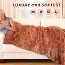 TOONOW Faux Fur Luxury Throw Blanket,Double Side Soft Fluffy Shaggy Fuzzy Blanket for Couch Sofa Bed (Carnelian, Throw)