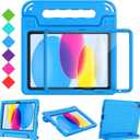 BMOUO Kids Case for iPad A16 11th Generation 11" 2025/iPad10th Generation 10.9 Inch 2022 - with Screen Protector, Shockproof Covertible Handle Stand iPad 11th/10th Generation Case for Kids, Blue