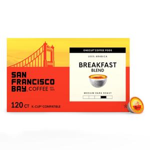 San Francisco Bay K-Cup Coffee Pods, Breakfast Blend (120 ct), Medium Roast, Commercially Compostable Single-Serve Coffee Pods BBD: 06-04-26