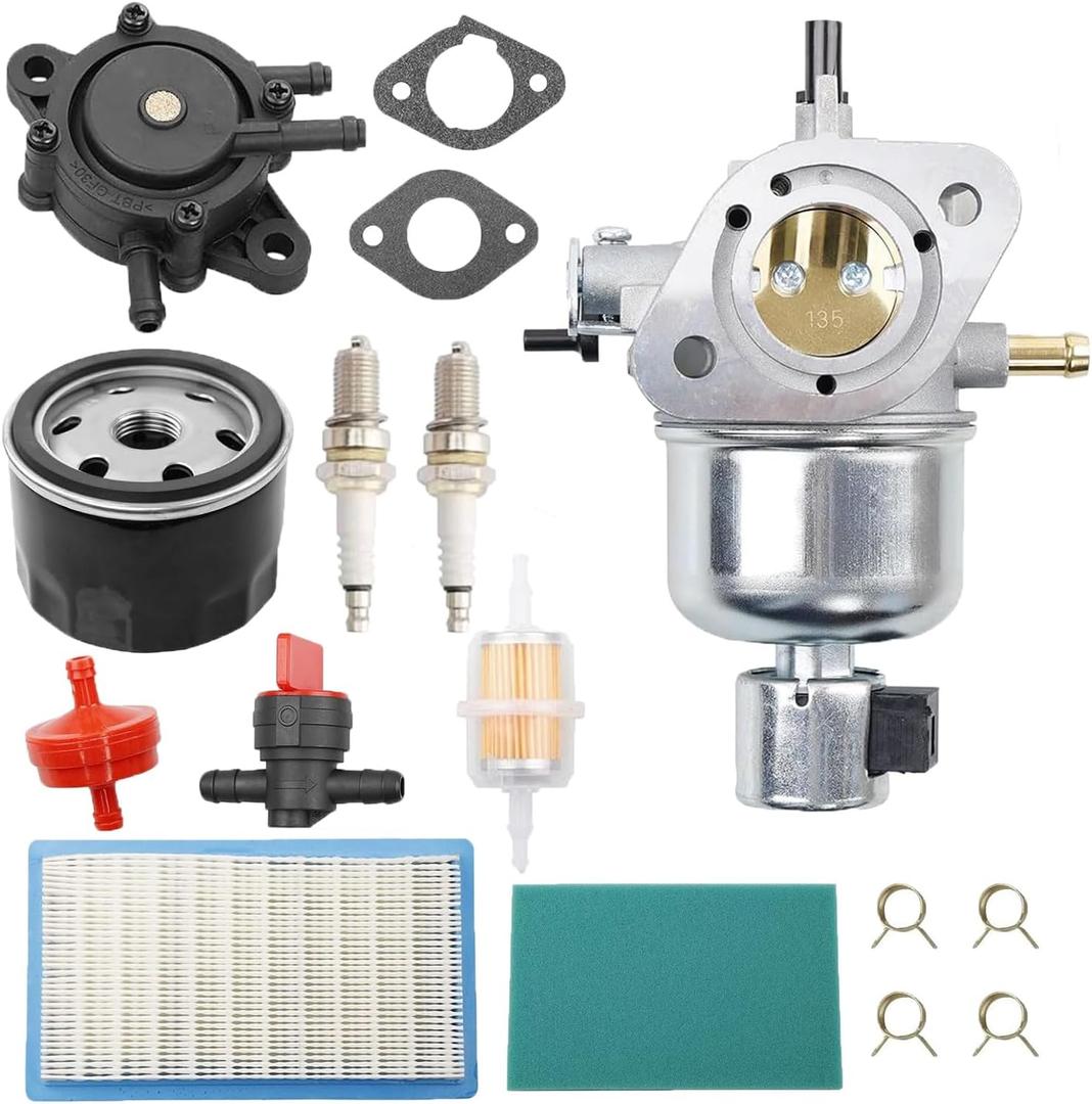 Carburetor Compatible with John Deere MIA10591 X300 X300R X304 Series Tractor,Carb Tune Up Kit Includes Fuel Pump & Spark Plug & Oil Filter & Air Filter & Fuel Filter