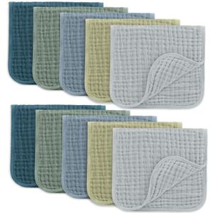 Comfycubs 10 Muslin Burp Cloths, 11 inches x 1,21ft