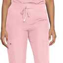 Floralhue Scrubs for Women, Women's Medical Scrub Sets, V-Neck Scrubs Top & Cargo Pants with 12 Pockets (Pink, M)