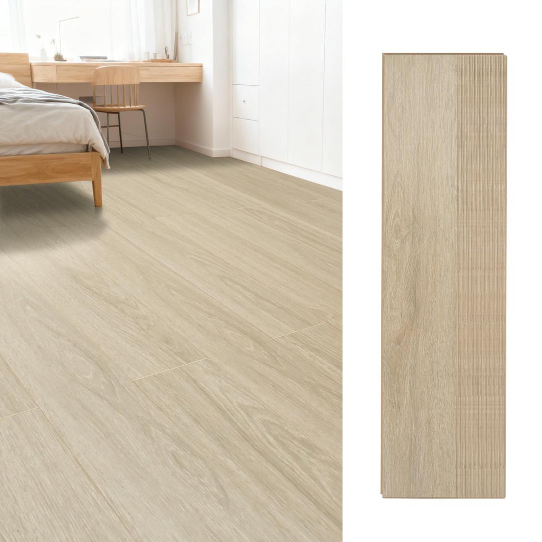 15 Sq.Ft.Vinyl Rigid Click-Lock FlooringSofter & Quieter Underfoot, Non-Slip & Waterproof, Scratch-Resistant,Low-Formaldehyde Comfort Core Planks(Natural Oak)