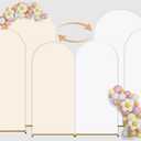 Arch Backdrop Cover Set of 3 Double Color 4ft/5ft/6ft Wedding Arch Cover Spandex Fitted Arch Covers,Round Top Arch Backdrop Cover for Baby Party Birthday Banquet Shower (White+Cream)
