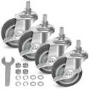 AAGUT 3 Inch Caster Wheels with Locking Brakes, Rubber Heavy Duty M10 x 1.5" Threaded Stem Industrial Castors Replacement for Workbench,Carts,Furniture,Dolly,Trolley,Set of 4