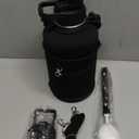 Insulated Water Bottle | Thickened Stainless Steel Vacuum Metal | Portable Sports Half Gallon Large Water Jug for Gym and Hiking with Straw, Carrier Bag, Handle Strap | BPA-Free 64 oz (Advanced Black)