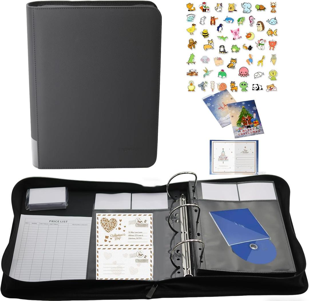 sale Card Display Album,100 pockets and 100 label papers,Used for retail,craft fairs trade shows sell holiday greeting card,postcard,photo,sticker,finished paintings,CD disc (black)