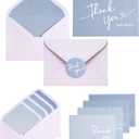 Winoo Design 100 PK Blue Thank You Cards with Envelopes Bulk - 5 x 3.5 Inches Personalized Thank You Notes for Baby Shower Wedding Small Business Graduation Funeral Birthday
