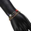 LUREME Boho Multi-Layer Stainless Steel Bracelet Set – Gold-Tone Multicolor Floral Charm Bracelets for Women, Beach Holiday Jewelry (bl003614)