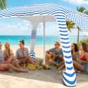 Beach Cabana, 6.5'6.5' Cool Cabana, UPF50+ Beach Canopy, Adjustable Height Beach Tent, Beach Umbrella with Removable Side Wall, Beach Shade for Beach, Garden, Camping