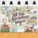 Adventure Awaits Backdrop 7x5ft Let The Adventure Begin Baby Shower Party Decorations Background World Map Travel Themed Banner Photo Booth Props
