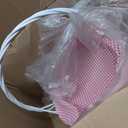 White Round Willow Gift Basket with Pink Gingham Liner & Handle, Mediun Empty Christmas Basket for Gifts, Holiday Wicker Basket, Basket to Fill