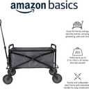 Amazon Basics Collapsible Heavy Duty Utility Wagon for Outdoor Sports, Camping, Garden, and Shopping, 265 Pounds Capacity, 27.6 x 40.9 x 20 inches, Gray