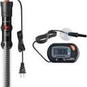 HiTauing Aquarium Heater 25W/50W/100W/200W/300W, Adjustable Knob Fish Tank Heater with Digital Thermometer, Submersible Betta/Turtle Tank Heater for Freshwater and Saltwater Tanks