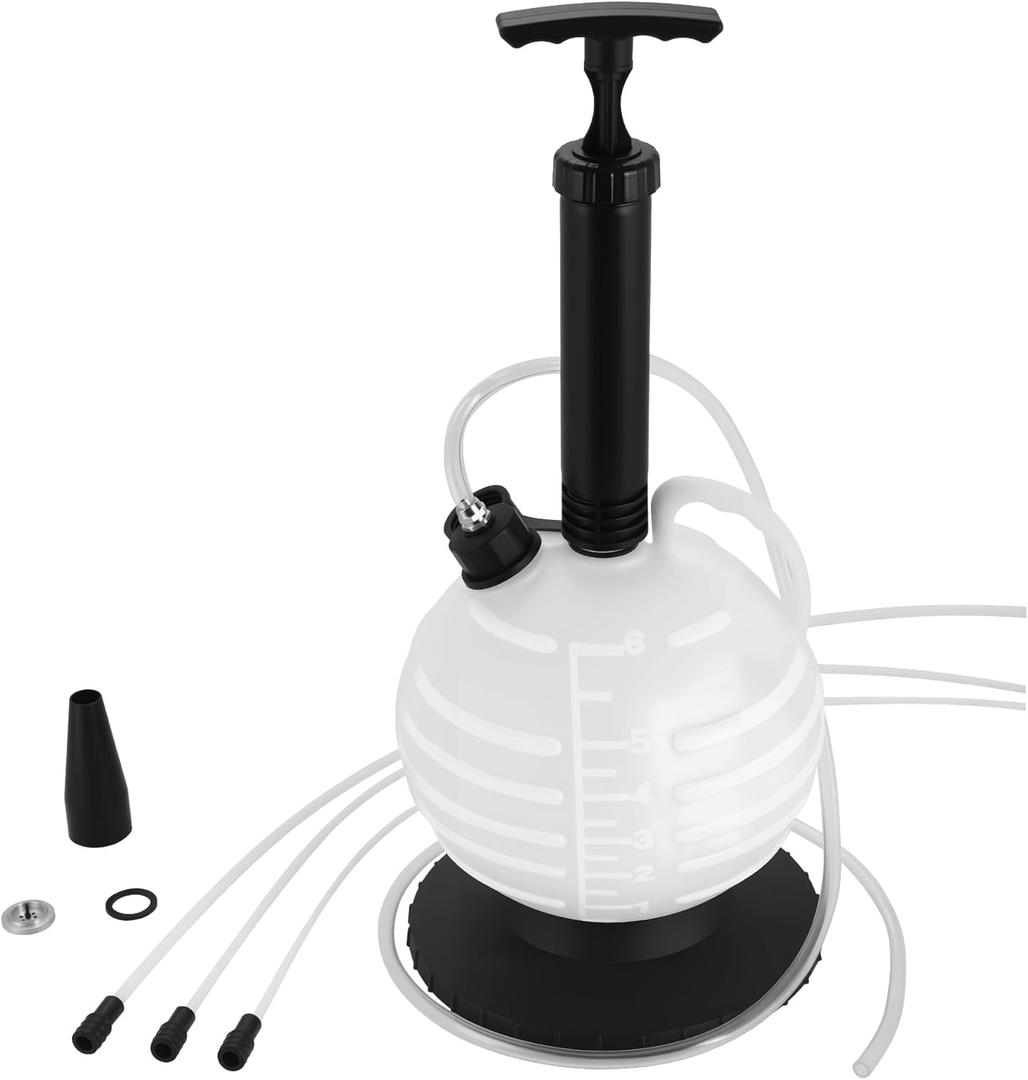 6L Manual Vacuum Oil Extractor Pump, Fluid Extractor Pump with 1 Hose and 3 Long Hard Tubes for Automotive, Marine, and Multi-Purpose Fluid Changes
