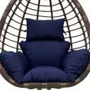 Egg Chair Cushion Waterproof Outdoor/Indoor-Thicken Hanging Basket Swing Cushion,Hanging Egg Chair Cushion Replacement with Headrest for Outdoor Patio Garden Furniture (Navy)