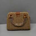ZIDE Straw Crossbody for Women Woven Summer Beach Handmade Wicker Rattan Bamboo Joint Bag Boho Satchel for summer Holiday (Brown)