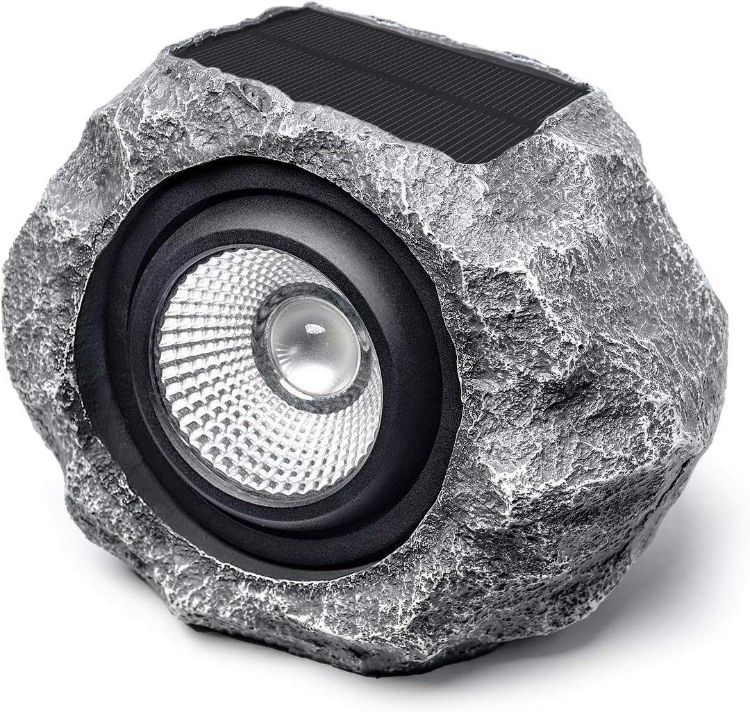 Solar Rock Lights Outdoor, Angle Adjustable Solar Lights Outdoor Waterproof, LED Solar Garden Lights, Auto On/Off Landscape Lighting for Yard, Pathway, Patio, Flower Bed - White Glow (Stone Gray)