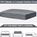 NAISI Couch Cushion Covers 1 Piece Velvet Stretch Loveseat Cover or 2 Seat Sofa Cover Soft Individual Couch Covers for Sectional Sofa(1 PC for 2-Seat Cushion or Loveseat, Dark Grey)