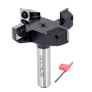 CNC Spoilboard Surfacing Router Bit 1/2 Shank, Exra Large 2-1/2" Cutting Dia 4-Wing, Insert Slab Flattening Router Bit, Wood Planer Planing Bit for Flycutter/ Slab Leveler/ Rabbeting by SICWOOD