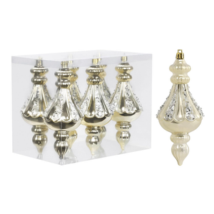 RoseCraft Christmas Ornaments Set, 5.9Inch Plastic Shatterproof Christmas Ball Hanging Ornaments for Xmas Tree Decorations, for Indoor Home Thanksgiving Party Decor - 6Pcs / Champagne.