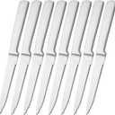 Serrated Steak Knives Set of 8, 4.72 Inches High Carbon Stainless Steel Steak Knives, Matte Silver Brushed Surface, One Piece Design, Durable Home Modern Elegant Sharp Kitchen Knife Set