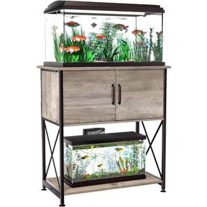 20-29 Gallon Aquarium Stand Metal Frame Fish Tank Stand with Cabinet Storage, for 20 Gallon Long Aquarium,30.7" L*16.5" W Tabletop,330LBS Capacity Grey PG01YGZ