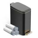 Small Bathroom Trash Can with Lid Soft Close, Step Pedal, 6L / 1.6 Gal Stainless Steel Garbage Bin with Removable Inner Bucket, Slim Wastebasket for Narrow Spaces (Black)