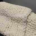 Admitrack Chunky Knit Blanket Throw 51"x63", 100% Hand Knit Chenille Throw Blanket for Sofa & Home Decor, Soft and Cozy Knitted Throw Blankets (Ivory 51"x63")