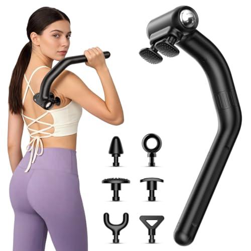 Dual Head Detachable Percussion Massage Gun with Extension Handle, 3-in-1 Back Massager for Pain Relief Deep Tissue with 12 Massage Heads, Muscle Massager for Arm Shoulder Lower Back Thigh Waist