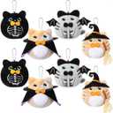 Soulchen 8 Pcs Halloween Stuffed Animal 4 Inch Plush Cat Toys Bulk Mini Halloween Plushies with Keychain Small Kawaii Plush Kitten Characters Trick or Treat Goodie Bag Fillers Party Favors