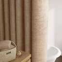 Awellife Brown Linen Style Shower Curtain Set with 12 Durable Hooks - Tan Textured Fabric Heavy Cloth Shower Curtains for Bathroom 72 x 78 Inch